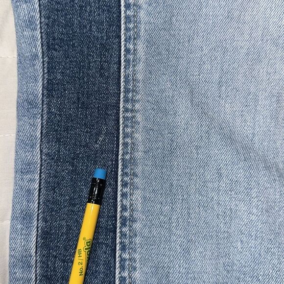 GAP 33/16 Blue Vintage Slim High Rise Light Wash Two Tone Stripe Raw Hem Jeans - Picture 14 of 16